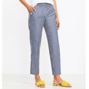 LOFT Riviera Slim Sailor Pants Striped Navy Nautical Anchor Buttons Size 14